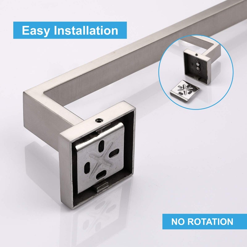 TASTOS Premium Stainless Steel Hand Towel Holder, Square Hand Towel Ring Heavy Duty Wall Mounted Modern Hand Towel Bar for Bathroom Kitchen, Brushed Nickel - Image 5